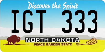 ND license plate IGT333