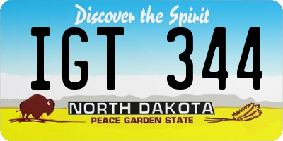 ND license plate IGT344