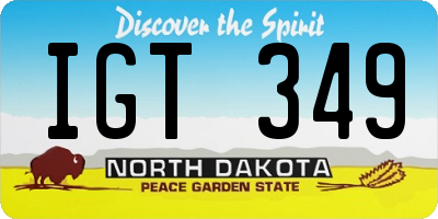 ND license plate IGT349