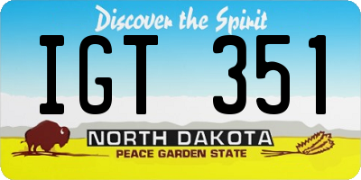 ND license plate IGT351