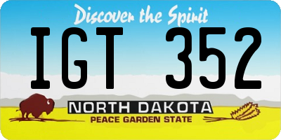 ND license plate IGT352