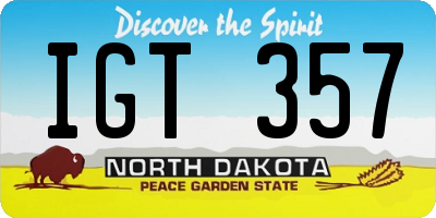 ND license plate IGT357