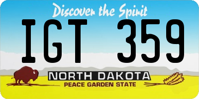 ND license plate IGT359