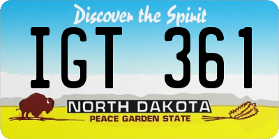 ND license plate IGT361