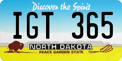 ND license plate IGT365