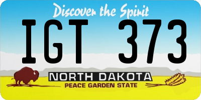ND license plate IGT373