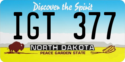 ND license plate IGT377