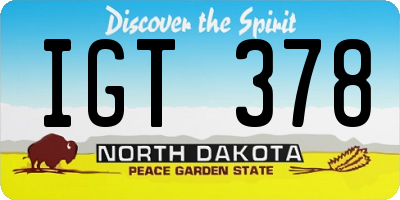 ND license plate IGT378