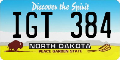ND license plate IGT384