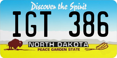ND license plate IGT386