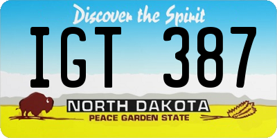 ND license plate IGT387