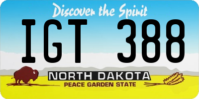ND license plate IGT388