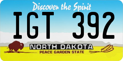 ND license plate IGT392