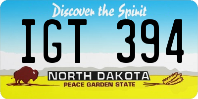 ND license plate IGT394