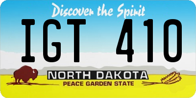 ND license plate IGT410