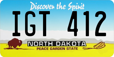 ND license plate IGT412
