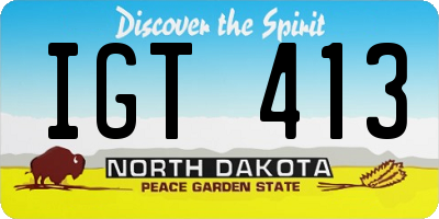 ND license plate IGT413