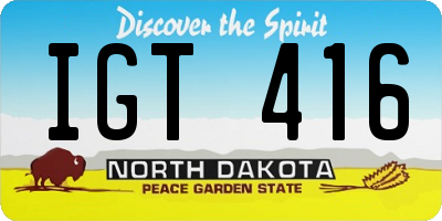 ND license plate IGT416