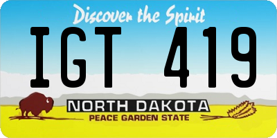 ND license plate IGT419