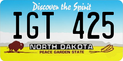 ND license plate IGT425
