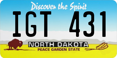 ND license plate IGT431