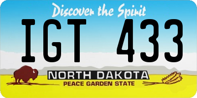 ND license plate IGT433