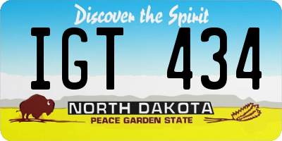 ND license plate IGT434