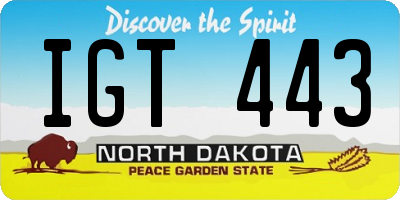ND license plate IGT443