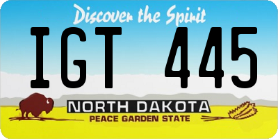 ND license plate IGT445