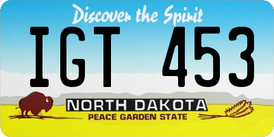 ND license plate IGT453