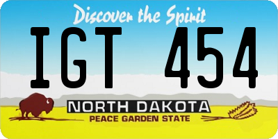 ND license plate IGT454