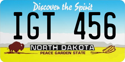 ND license plate IGT456