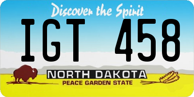 ND license plate IGT458