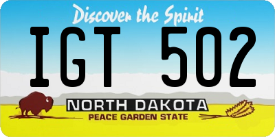 ND license plate IGT502