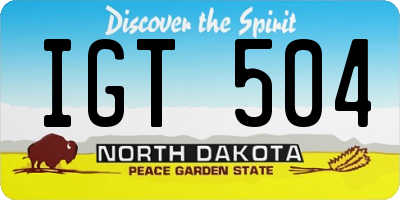 ND license plate IGT504