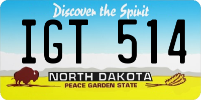 ND license plate IGT514
