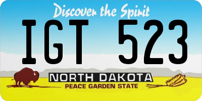 ND license plate IGT523