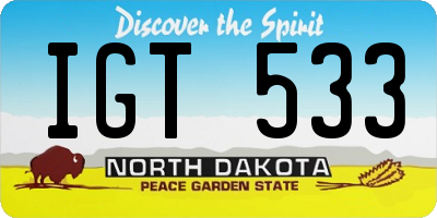 ND license plate IGT533