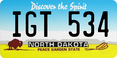 ND license plate IGT534