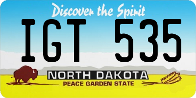 ND license plate IGT535