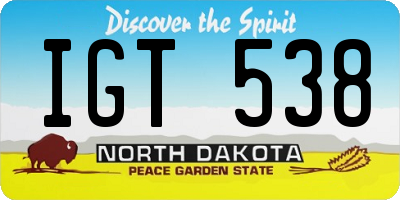 ND license plate IGT538