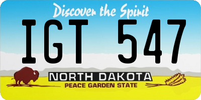 ND license plate IGT547