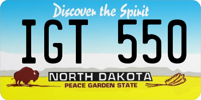 ND license plate IGT550