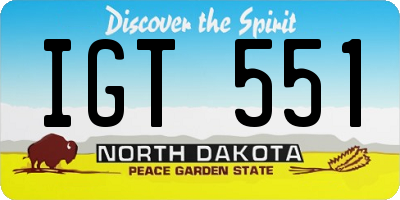 ND license plate IGT551