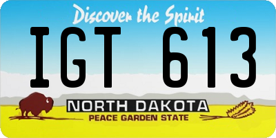 ND license plate IGT613