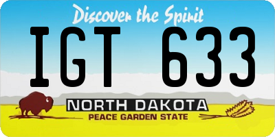 ND license plate IGT633