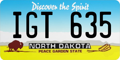 ND license plate IGT635