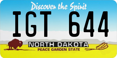 ND license plate IGT644