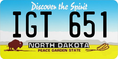 ND license plate IGT651