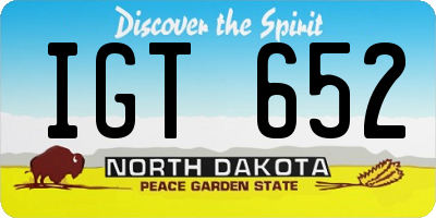 ND license plate IGT652